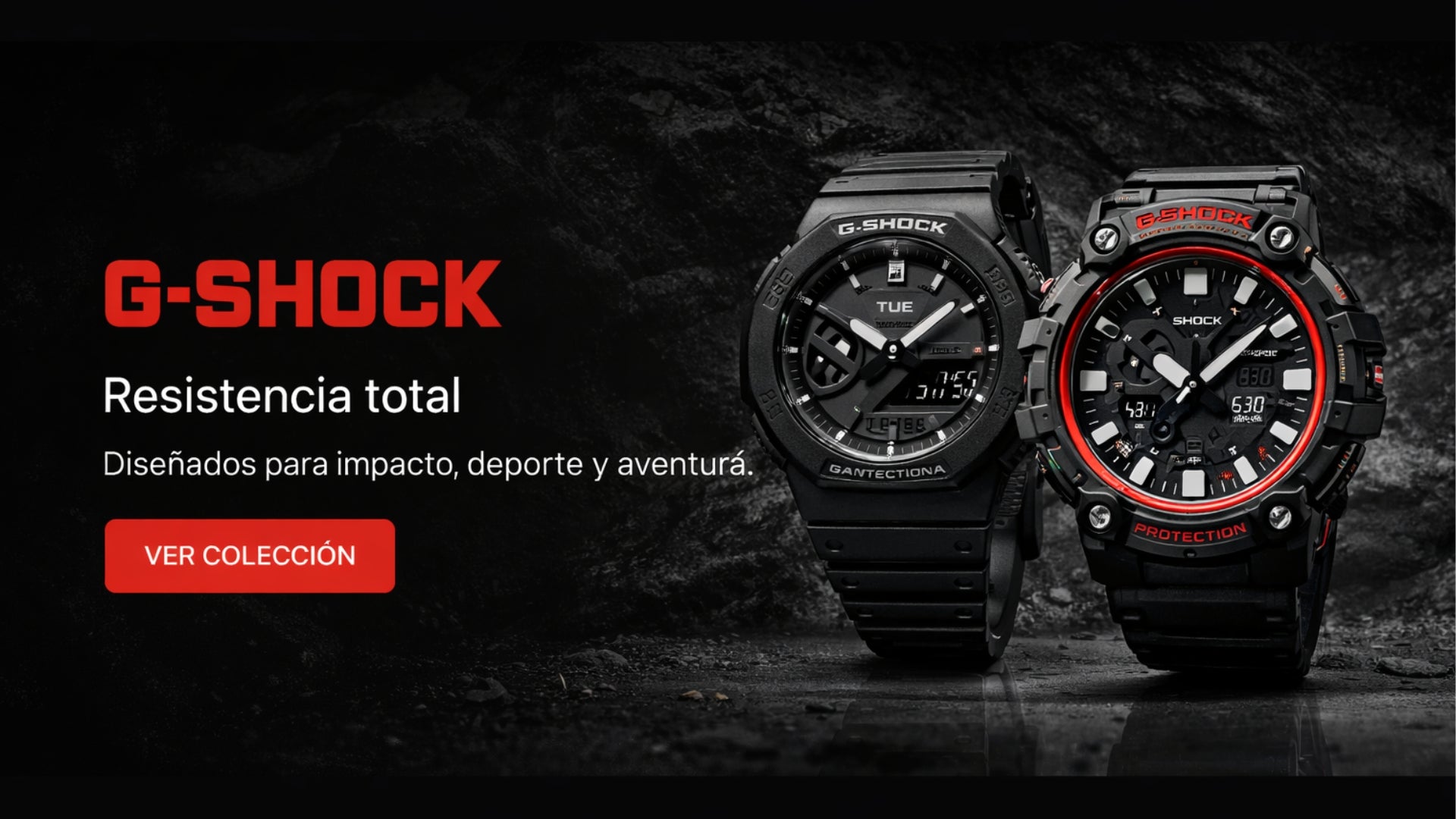 Banner colección relojes G-Shock originales resistentes deportivos en TechHub.cl