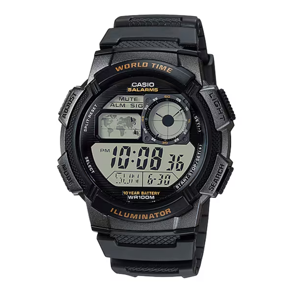 Reloj Casio AE-1000W-1AVSDF World Time Negro 100M