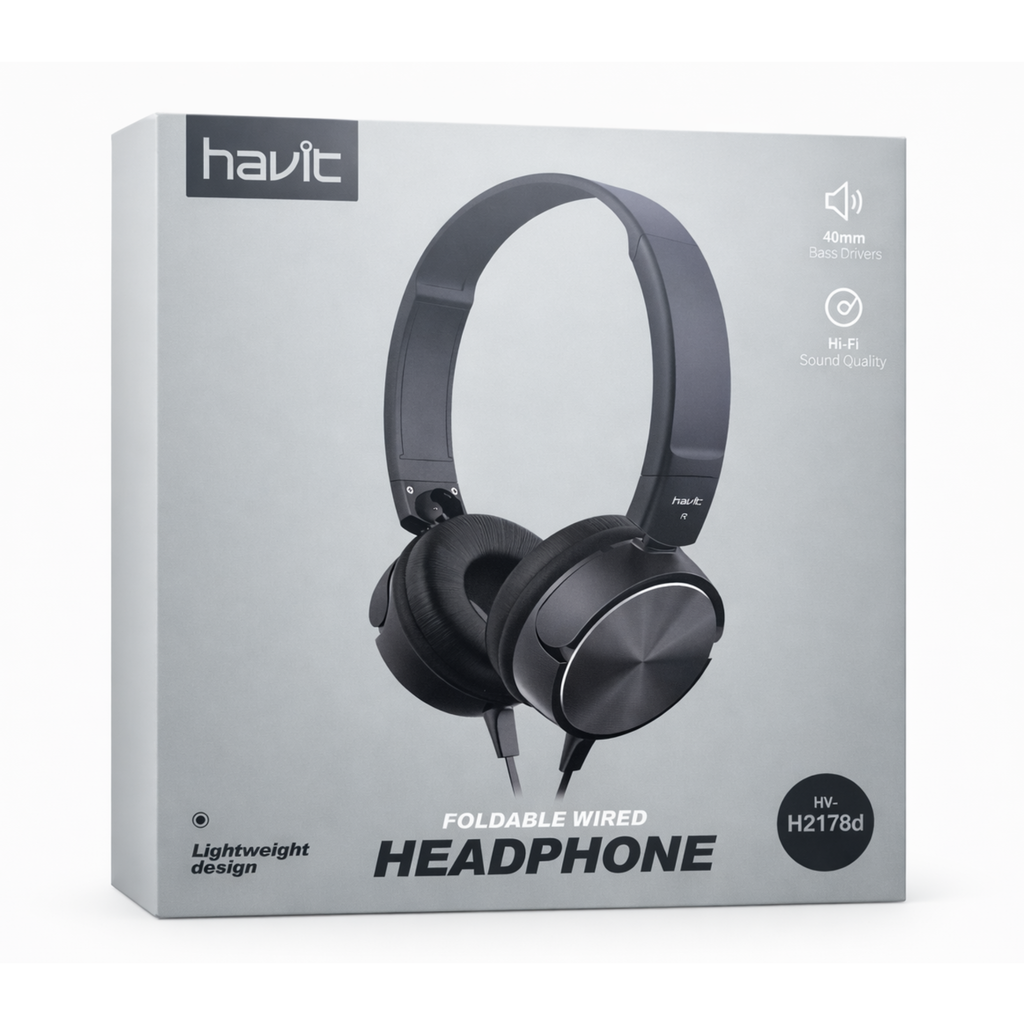 Audífonos Havit HV-H2178d Plegables con Cable | Sonido Hi-Fi 40mm
