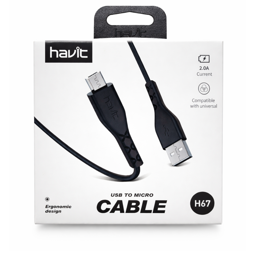 Cable de Datos Havit HV-H67 USB a Micro USB 1.0m Negro – Carga Rápida 2A