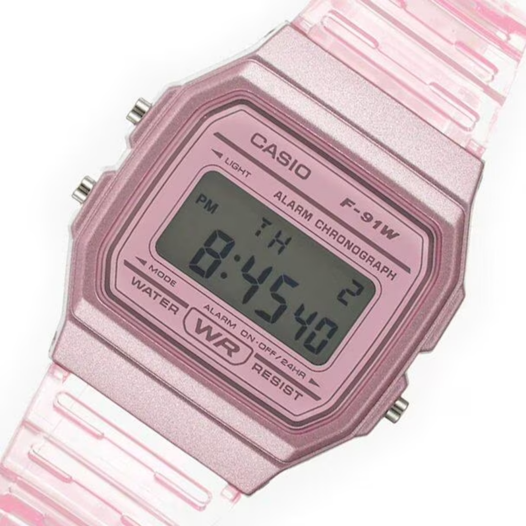 Reloj Casio F-91WS-4DF Digital Rosado Transparente