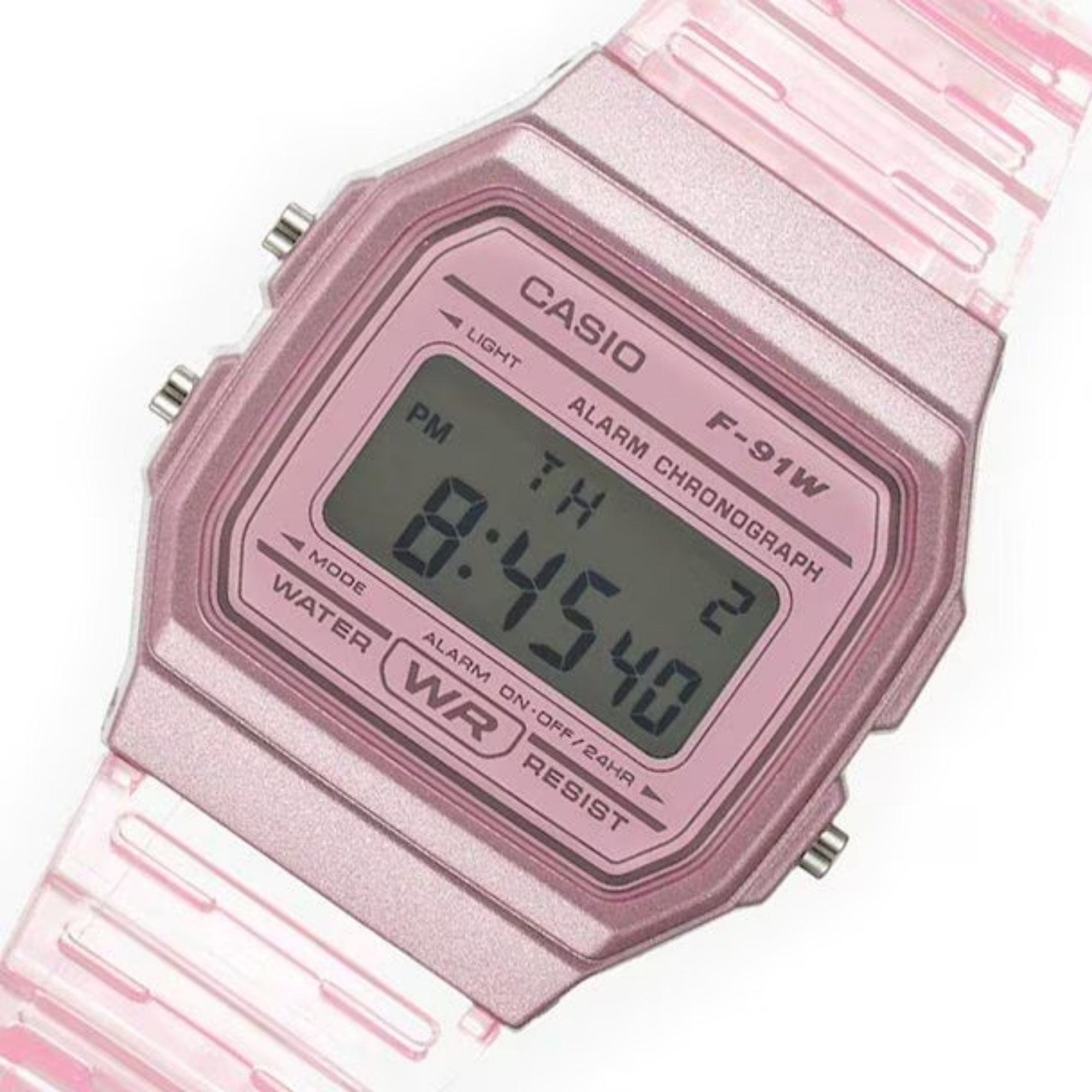 Reloj Casio F-91WS-4DF Digital Rosado Transparente