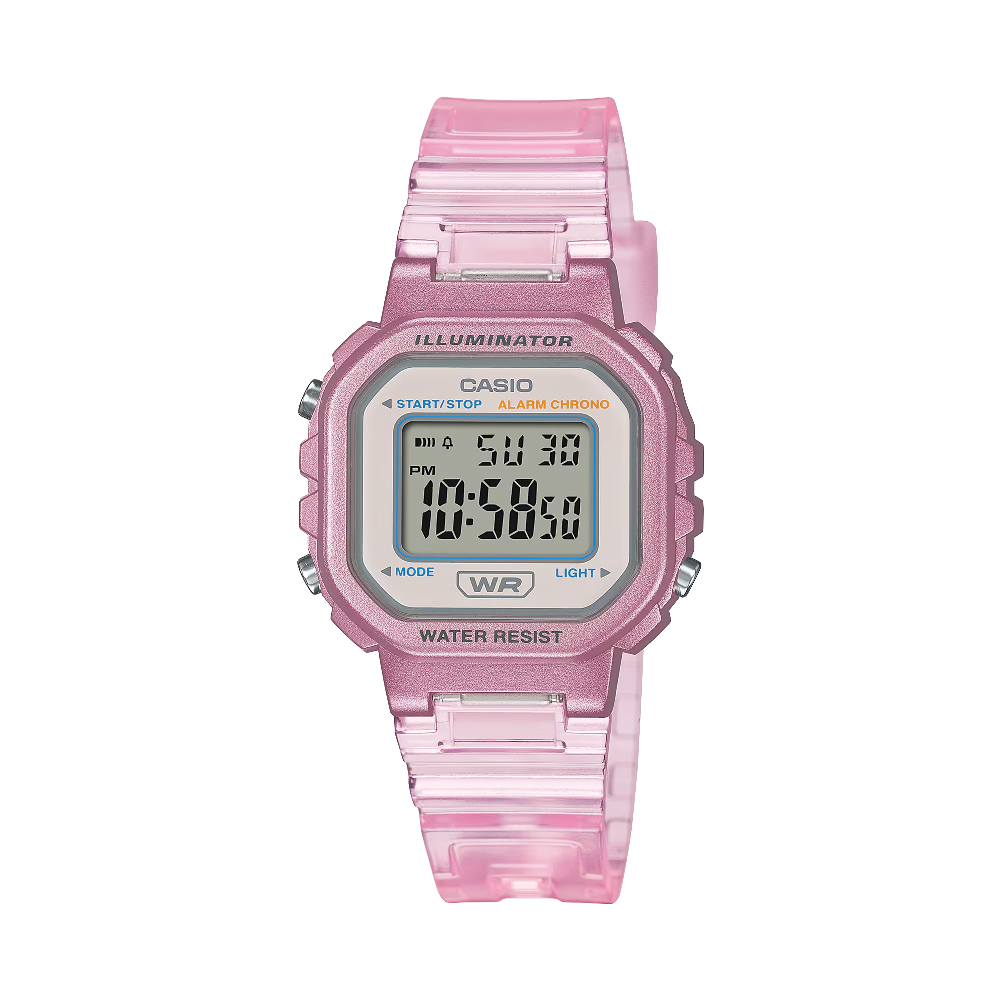 Reloj Casio LA-20WHS-4ADF digital rosado transparente