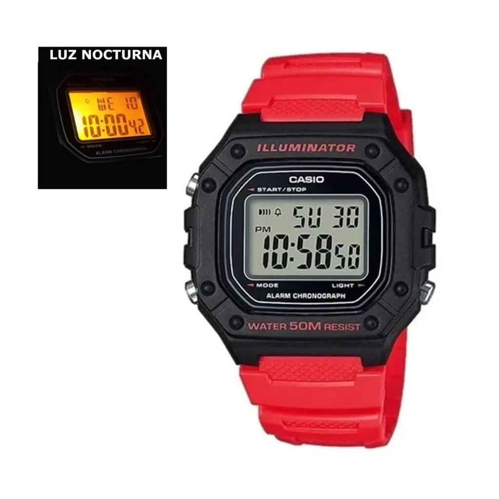 Reloj Casio W-218H-4B Original Digital Hombre | Resistente al Agua
