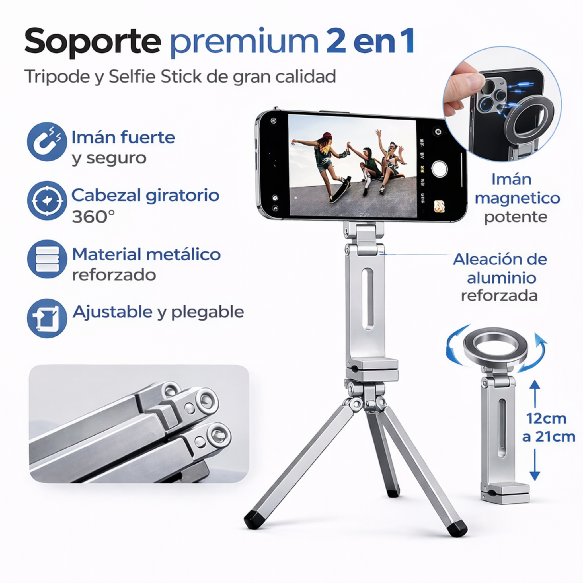 Trípode Plegable de Aluminio para Celular – Compacto yPortátil